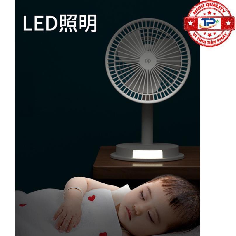 Quạt sạc tích điện DP DP-7627 / DP-1434 tích hợp đèn LED chiếu sáng - loại quạt lớn gió rất mạnh (xanh)