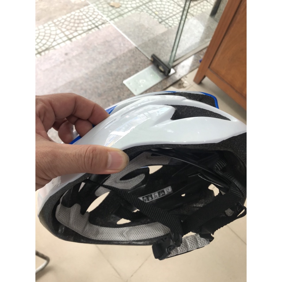 Mũ Bảo Hiểm Đi Xe Đạp Màu Trắng Xanh Bền Bỉ, Phù Hợp Cả Nam Và Nữ