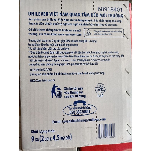 BỘT GIẶT OMO MATIC CHUYÊN DỤNG -9kg