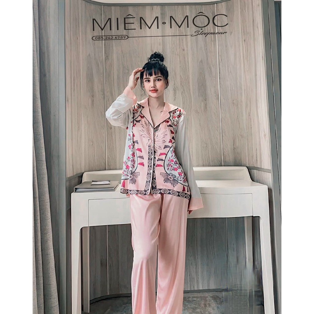 Đồ bộ nữ Vic's lụa Latin cao cấp, đồ ngủ hoạ tiết mặc nhà sang trọng L239 thời trang nữ pijama | BigBuy360 - bigbuy360.vn