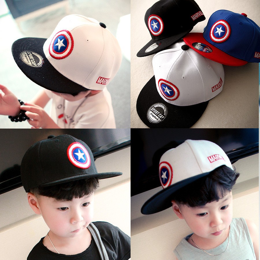 Mũ Lưỡi Trai Cotton In Họa Tiết Hoạt Hình Captain America Thời Trang Xuân Thu Cho Bé Trai
