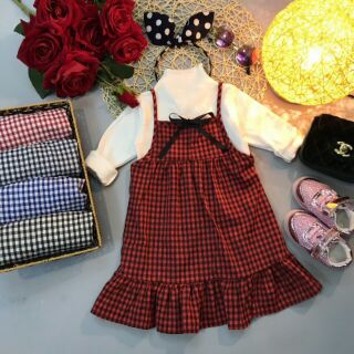 Set váy kẻ kèm áo