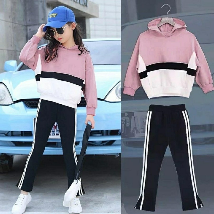 Bộ Đồ Thể Thao Áo hoodie Họa Tiết Xe Đạp Dễ Thương Cho Bé Gái 7 8 9 10 Tuổi
