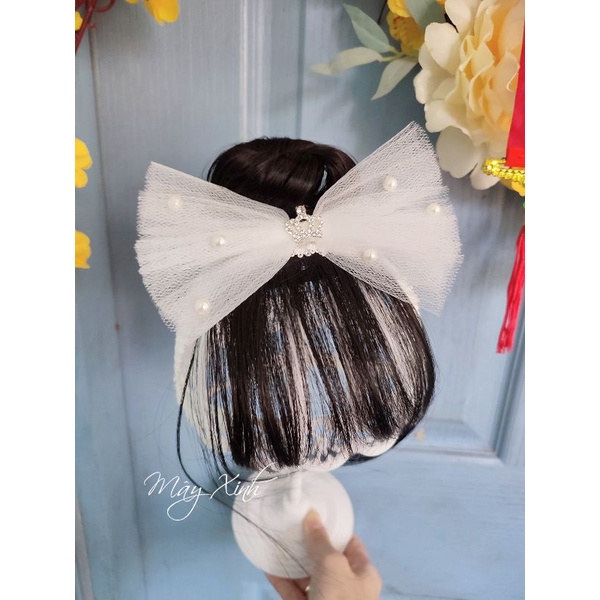 Băng đô nơ lưới vương miệng nhí xinh cho bé