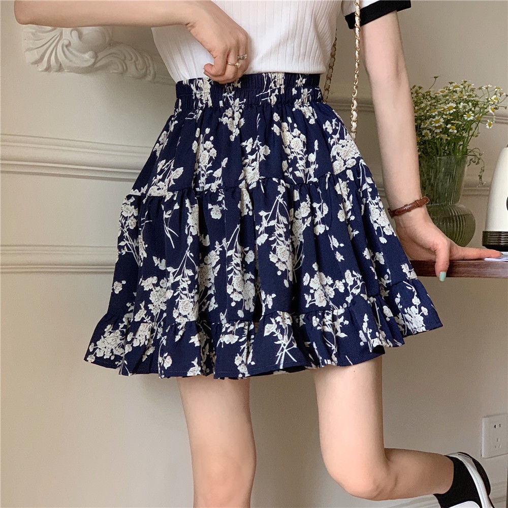 Chân Váy Hoa Lưng Cao Thời Trang Mùa Hè Hàn Quốc Dành Cho Nữ