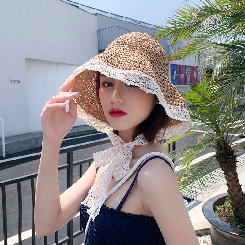Nón cói mềm kiểu dáng vintage dễ thương rất tiểu thơ vành viền ren phối quai ren 3 màu