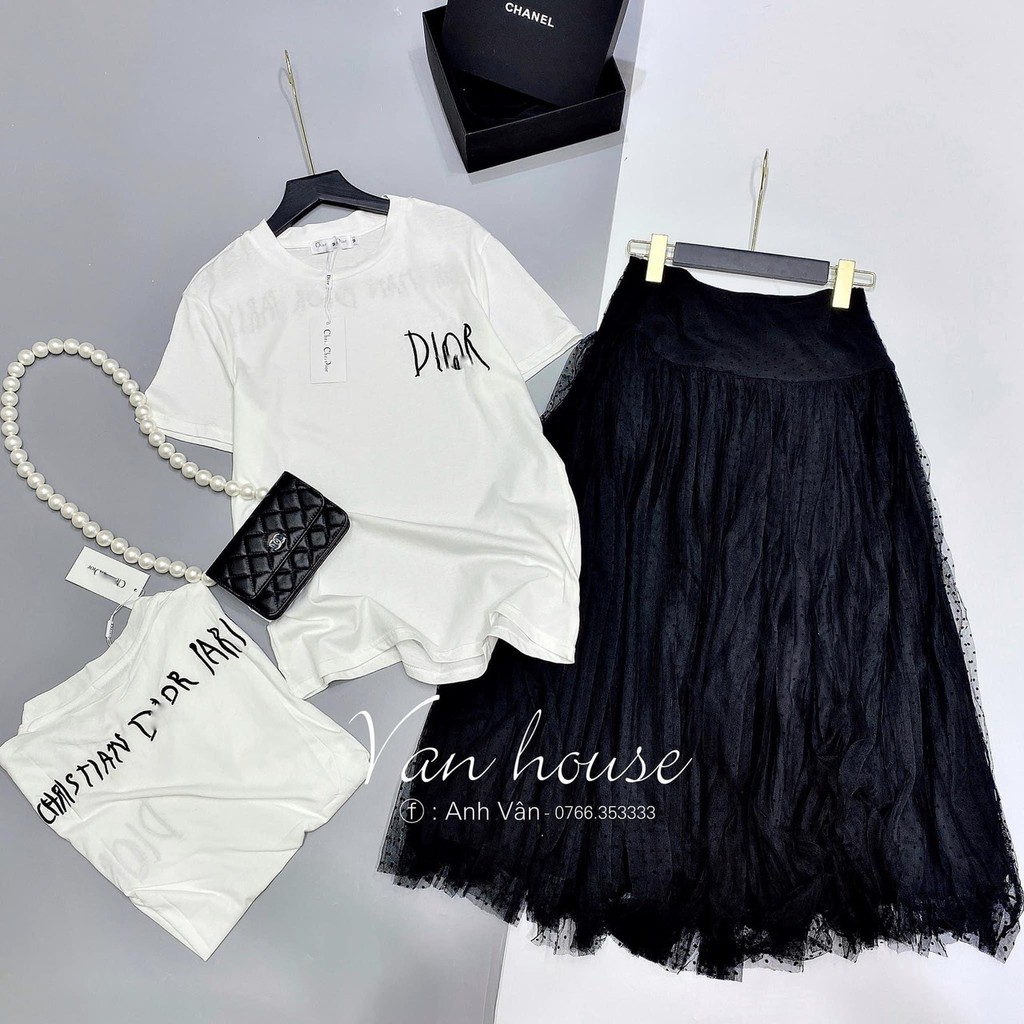 SET THÊU DOOR MIX CHÂN VÁY LƯỚI MIDI CHO NỮ | BigBuy360 - bigbuy360.vn
