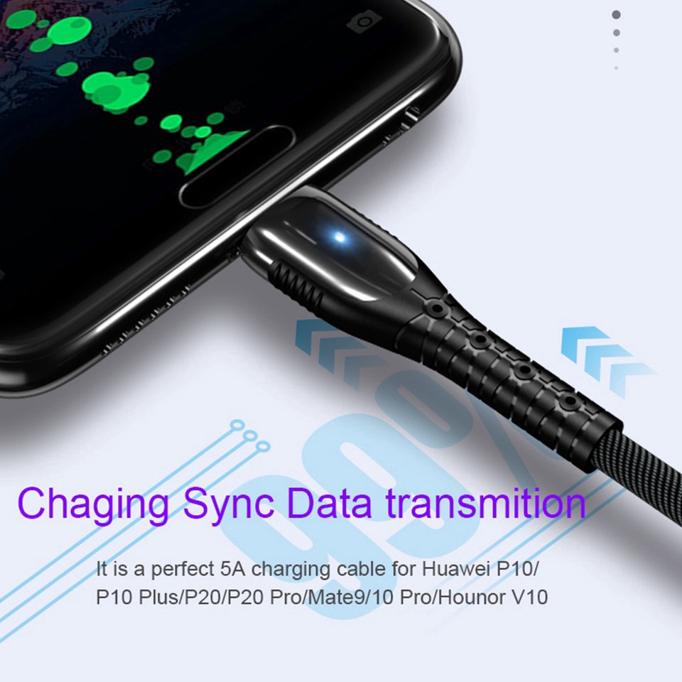 Dây cáp sạc nhanh USB Type-C 5A QC 3.0 dành cho điện thoại