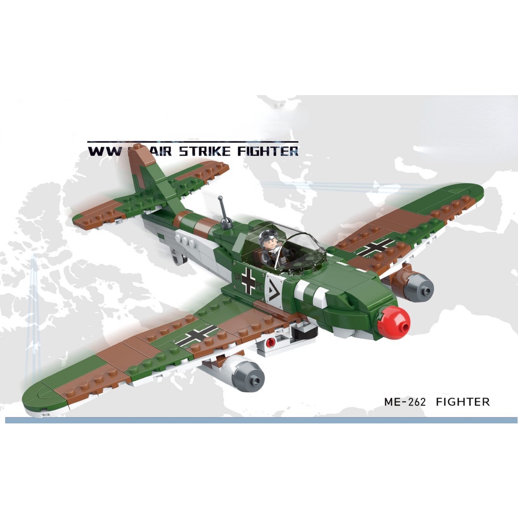 Bộ 427 Mô Hình Máy Bay Chiến Đấu MOC WW2 Messerschmitt ME-262 Schwalbe Đồ Chơi