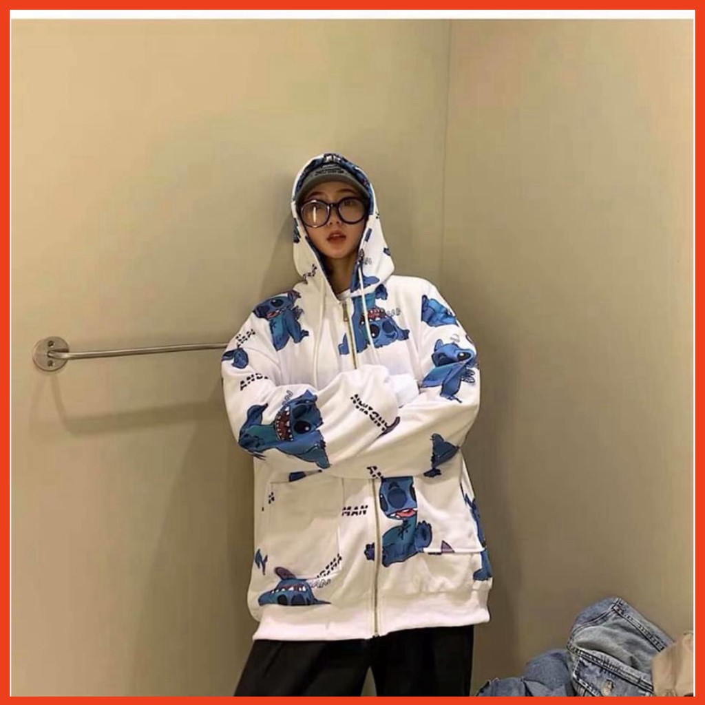 🌈𝗡𝗘𝗪 𝗔𝗥𝗥𝗜𝗩𝗔𝗟💢 Áo Khoác Nỉ Oversize Hình Stitch Xanh Siêu Xinh Dáng Rộng Unisex | BigBuy360 - bigbuy360.vn