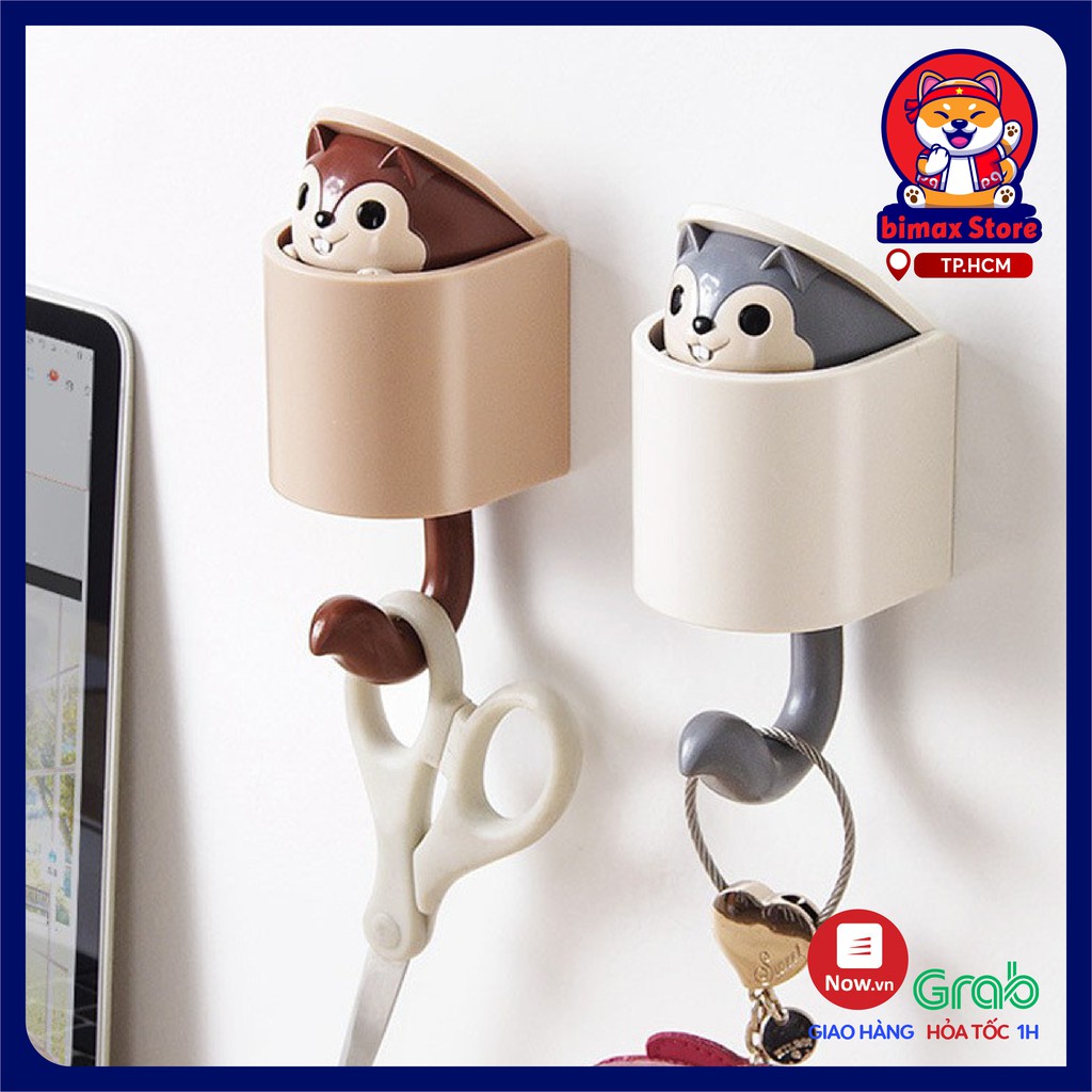 Móc dán tường hình con sóc dùng để treo đồ đa năng tiện dụng