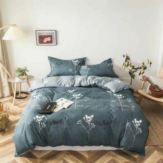 Cotton poly bộ chăn ga gối cây xám