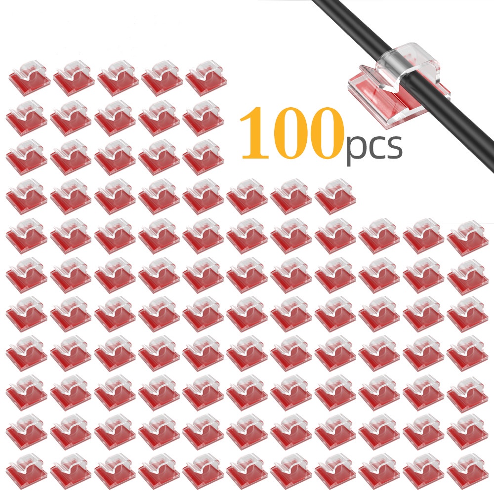 ACCEZZ Set 50 / 100 Kẹp Tự Dính Cố Định Dây Cáp Bàn Phím Máy Tính