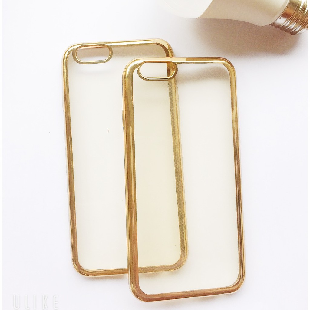 ỐP LƯNG IPHONE 6G,6P,7G,7P,8G,8P.ỐP DẺO TRONG VIỀN VÀNG SIÊU ĐẸP.