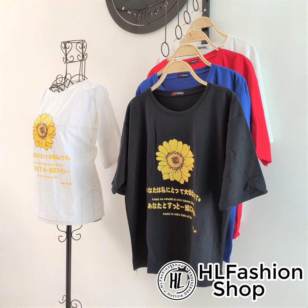 Áo thun tay lỡ Hoa Hướng Dương hàn quốc trước ngực mẫu mới siêu xinh - form rộng
