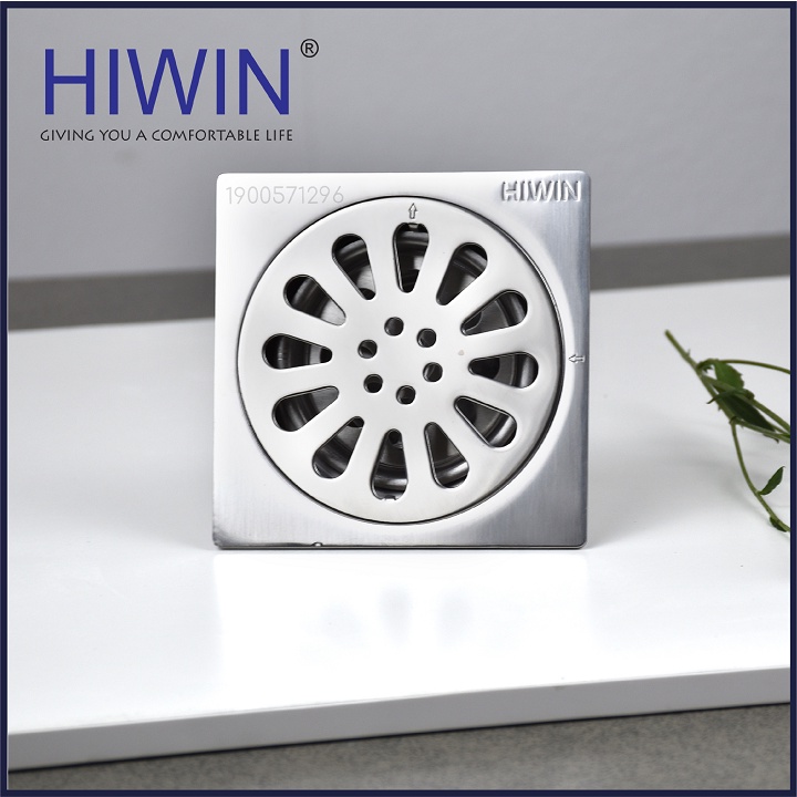 Phễu ga thoát sàn ngăn mùi hôi inox 304 mặt gương bóng kích thước 100x100mm HIWIN FD-2250
