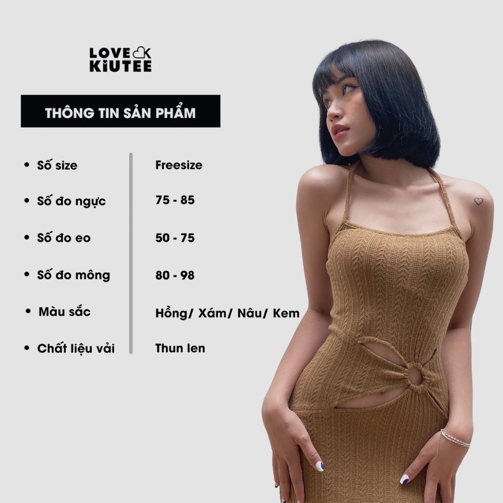 Đầm maxi dài 2 dây khoét eo cột cổ Analisa Cut Out Midi Dress vải cao cấp co dãn LOVEKIUTEE