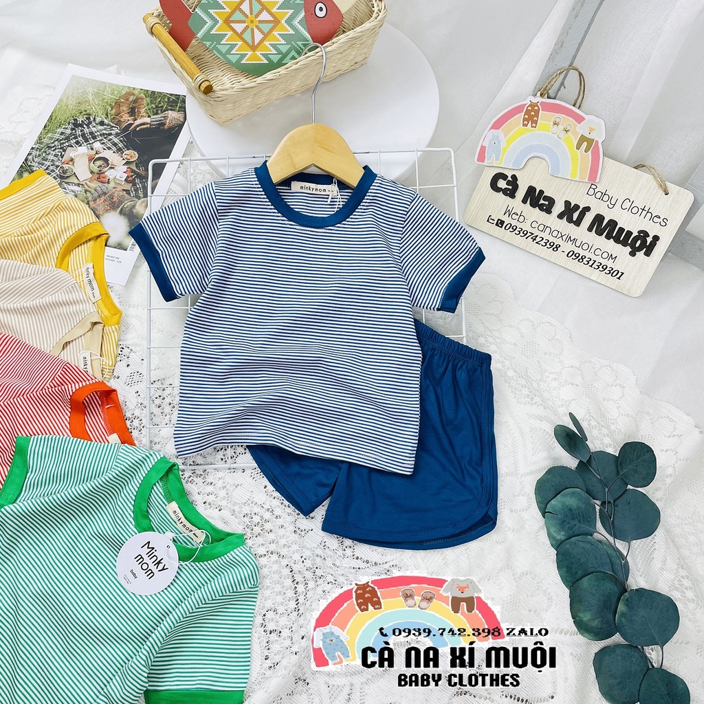 Bộ Minky Mom DỆT SỌC FullSize(7-26Kg)FREE SHIPCotton Lạnh Dể Thương Cho Bé Gái Bé Trai, Đủ Màu