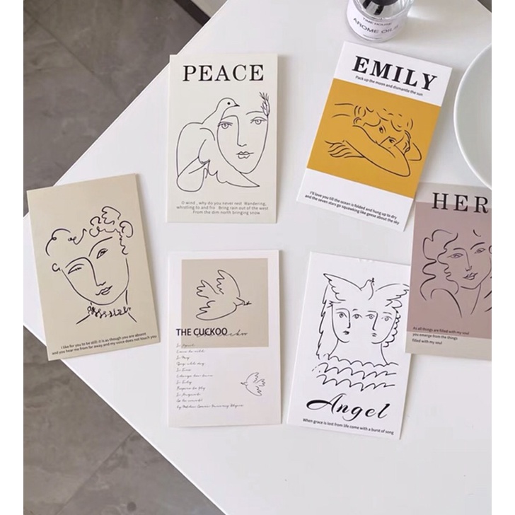 Set 30 Postcard dán tường decor ảnh trang trí phong cách Retro trừu tượng August Decor