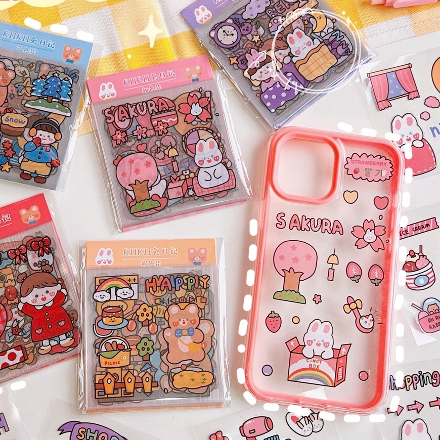 Set 10 tấm sticker dễ thương cute dán trang trí sổ tay, laptop, ốp điện thoại , nón bảo hiểm