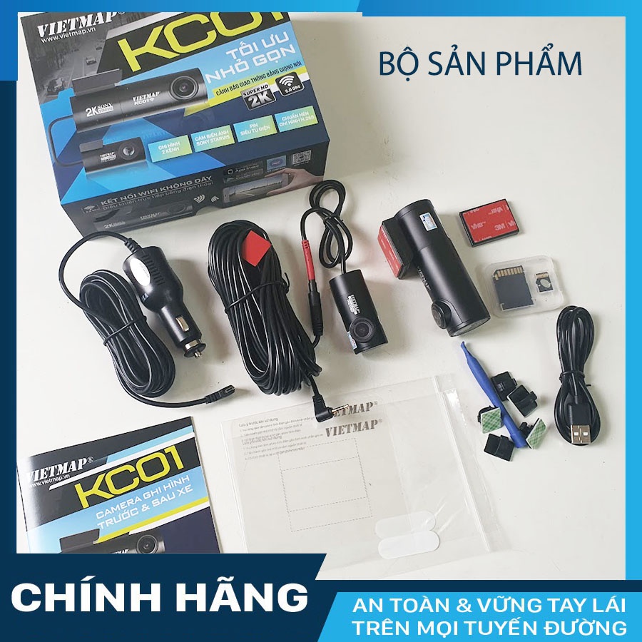 Camera Hành Trình Vietmap KC01 PRO Kết Nối Wifi Cảnh Báo Giao Thông Bằng Giọng Nói + KM thẻ 64/128GB