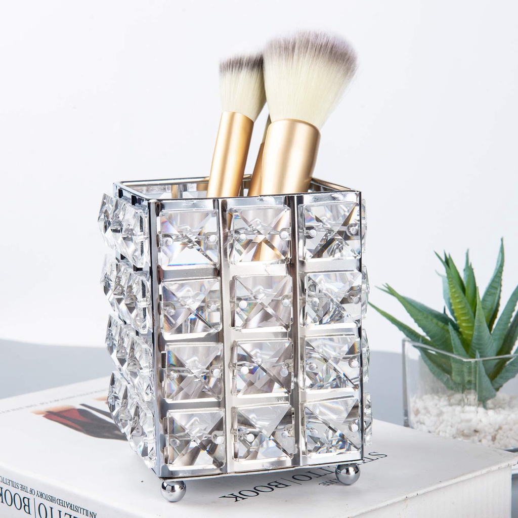 Cốc pha lê đựng cọ, dụng cụ làm nail, cọ make up