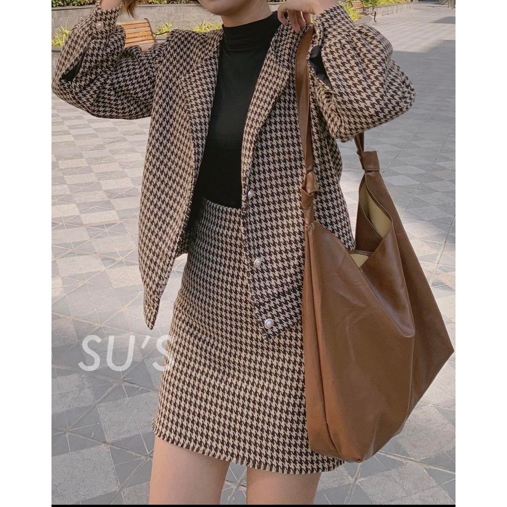 Set áo dạ kèm chân váy hoạ tiết zizac -Set dạ diện tết sang chảnh Chicclothes | BigBuy360 - bigbuy360.vn