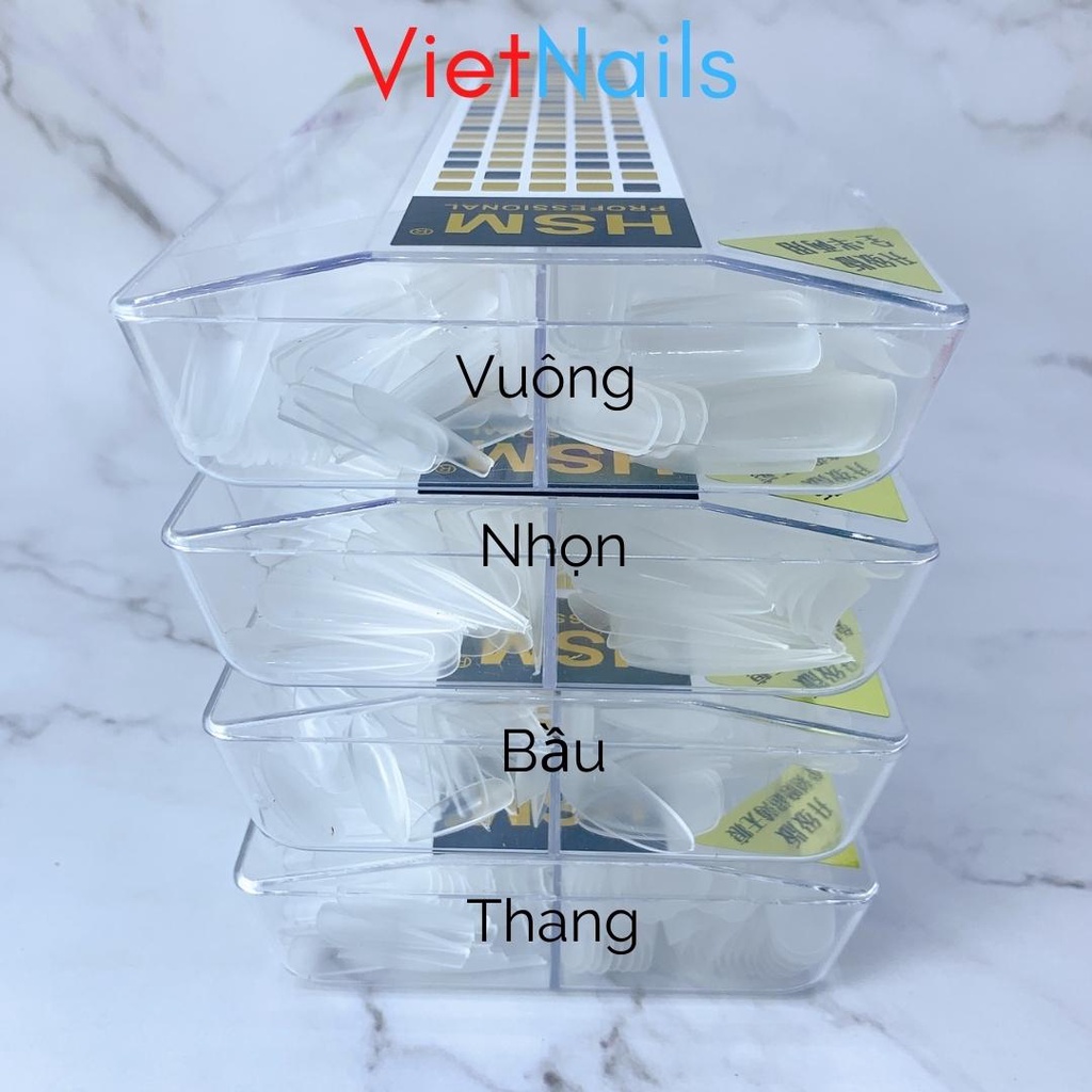 Móng Úp HSM Nhám Trong Đục Cao Cấp Đủ 4 Phom Hộp 500 Cái