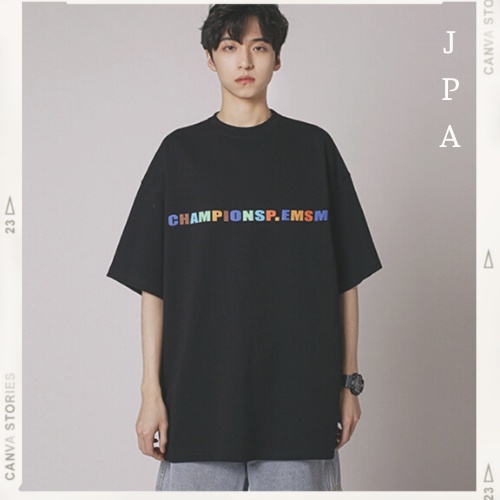 Áo thun tay lỡ unisex phom rộng JPA Champion basic tee mùa hè phông trơn nam nữ oversize J104