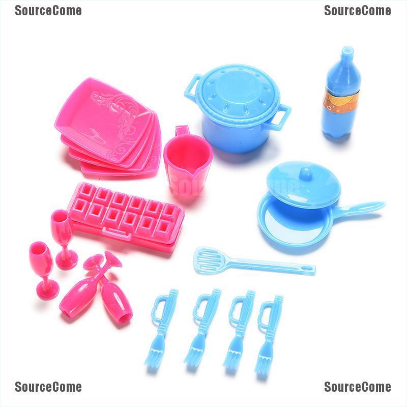 Set 18 Dụng Cụ Nhà Bếp Mini Màu Sắc Ngẫu Nhiên Cho Nhà Búp Bê