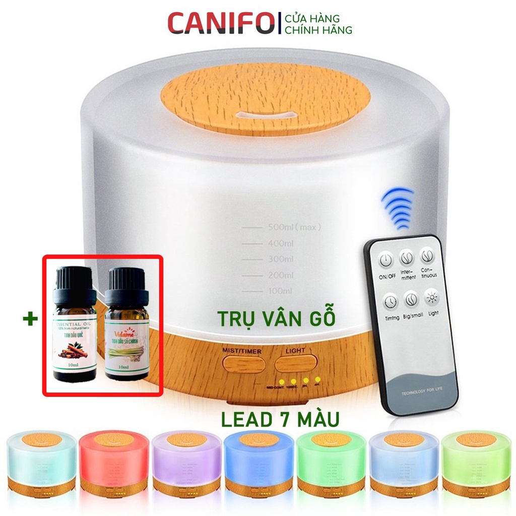 Máy Xông Tinh Dầu CANIFO Đèn Led 7 Màu, Khuếch Tán Phun Sương Tạo Ẩm, Thơm Phòng, Khử Khuẩn