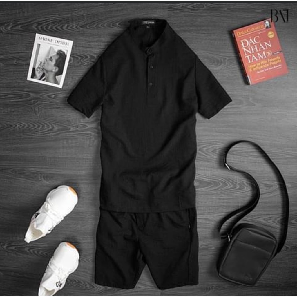 Bộ Đũi Cộ Trụ, Bộ Quần Áo Cộc Tay Nam Chất Liệu Đũi Mềm Nhẹ Thoáng Mát - Đũi 04 - Shopmens | BigBuy360 - bigbuy360.vn