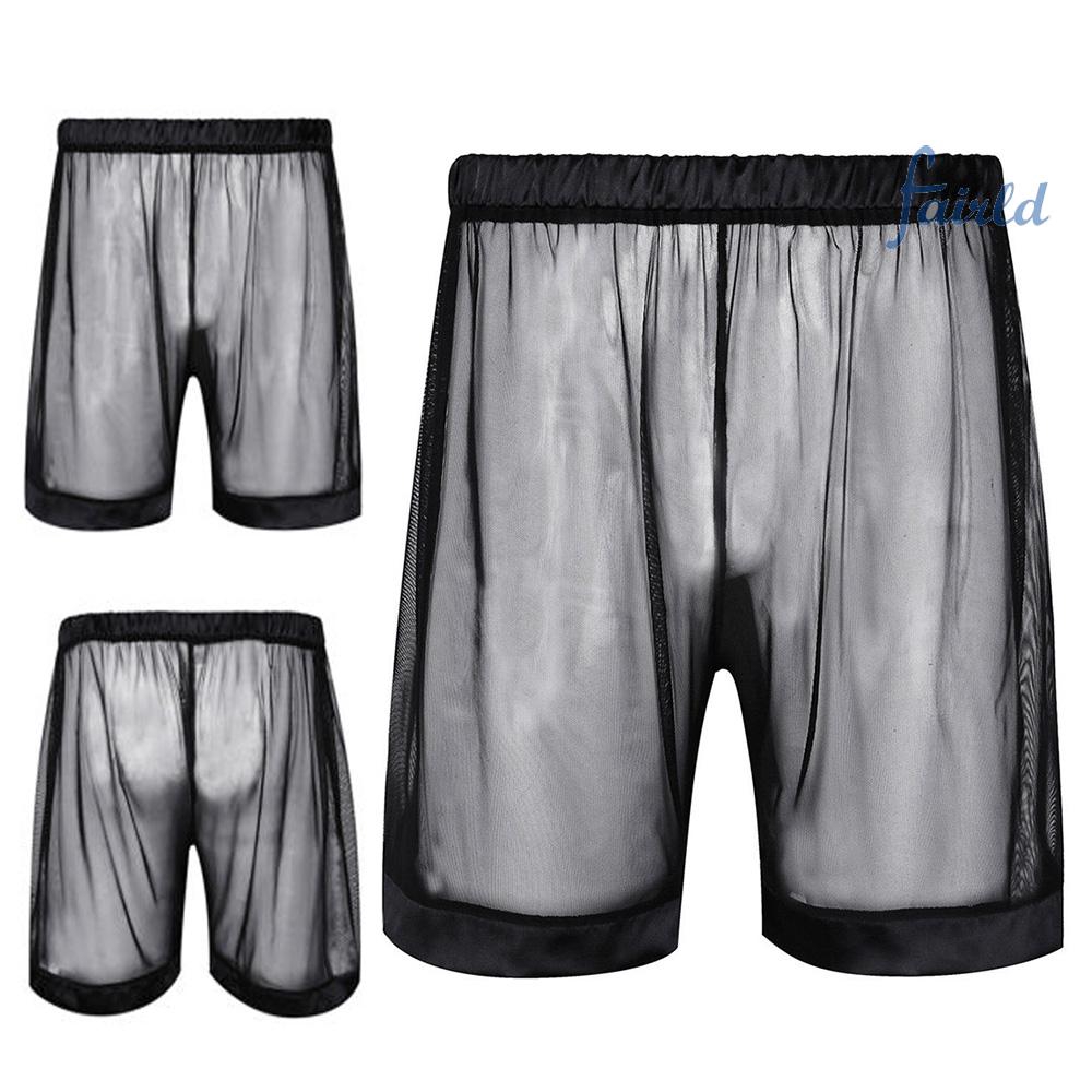 Quần đùi lót boxer vải lưới xuyên thấu form rộng quyến rũ dành cho nam