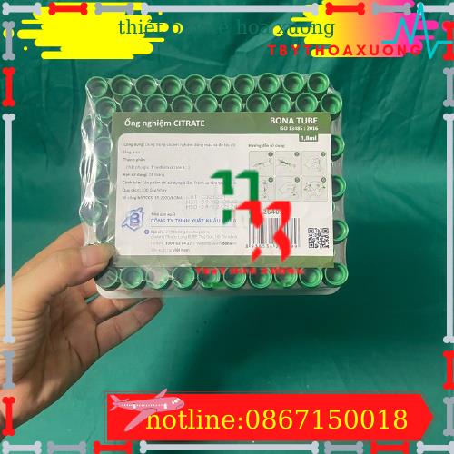 Ống nghiệm kháng đông CITRATE 2ml  hộp 100 tube