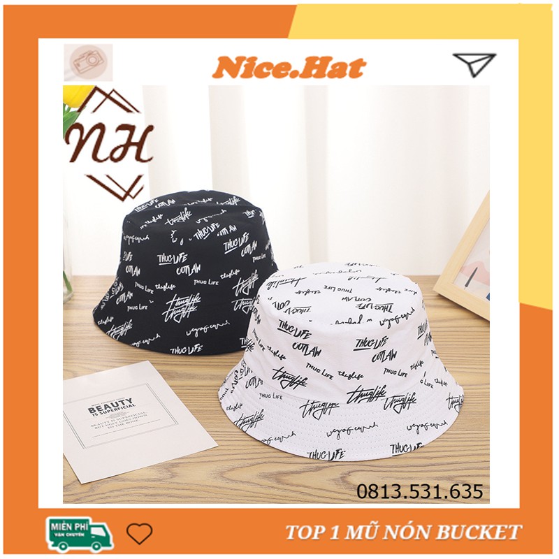 Mũ Bucket THUG LIFE nam nữ hai mặt ulzzang cao cấp - ẢNH THẬT - Nón bucket hat M25