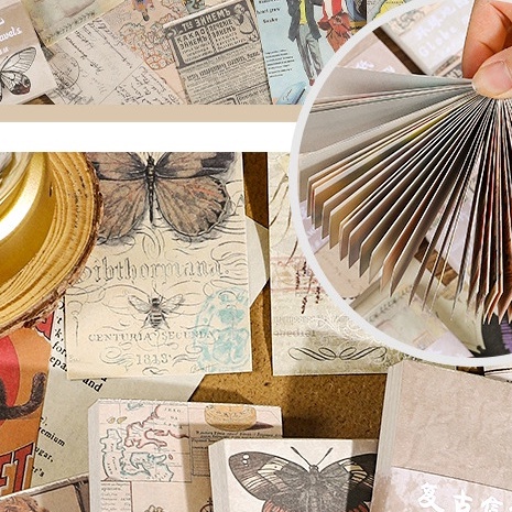 Set 60 Miếng Dán Bằng Giấy Phong Cách Vintage Trang Trí Sổ Tay DIY