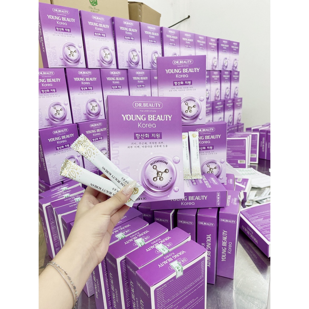 Bột uống trắng da collagen  young beauty mờ nám giảm tàn nhanh chống lão hóa da