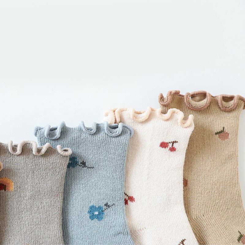 Vớ cotton Bear Leader chống trượt in họa tiết hoa thời trang Hàn Quốc 2021 thích hợp cho bé trai bé gái sơ sinh
