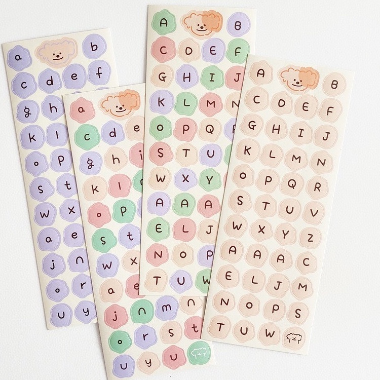 Hình dán cute Béo Shop sticker miếng dán trang trí sổ lưu niệm hình bảng chữ cái màu kẹo xinh xắn ST14