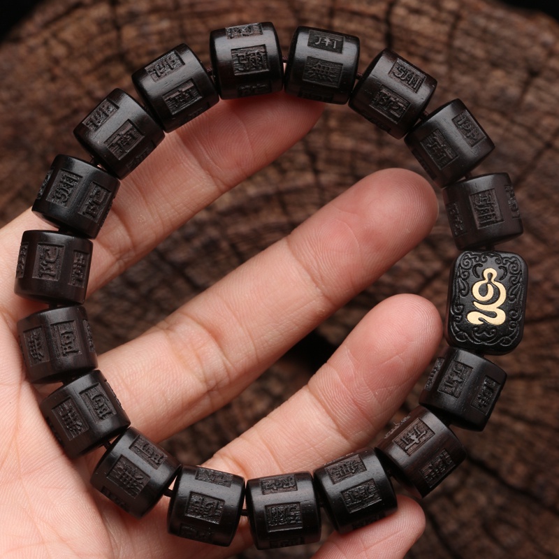 Vòng Tay Chuỗi Hạt Gỗ Mun 12Mm X 12Mm