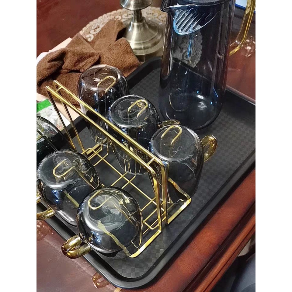 Bộ Bình Nước Thủy Tinh Borosilicat Màu Khói Sang Trọng