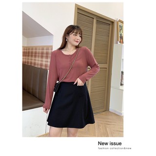 áo thun gân big size hồng ruốc cổ tròn tay dài size 65-85kg