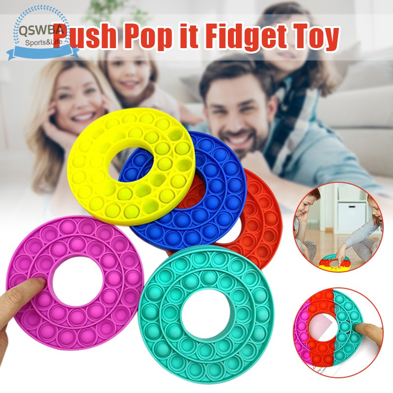 Qswba Push Pop it Fidget Toy Round Push Pop Pop Bubble Sensory Fidget Toy Special Needs Stress Reliever for Kid and Adult