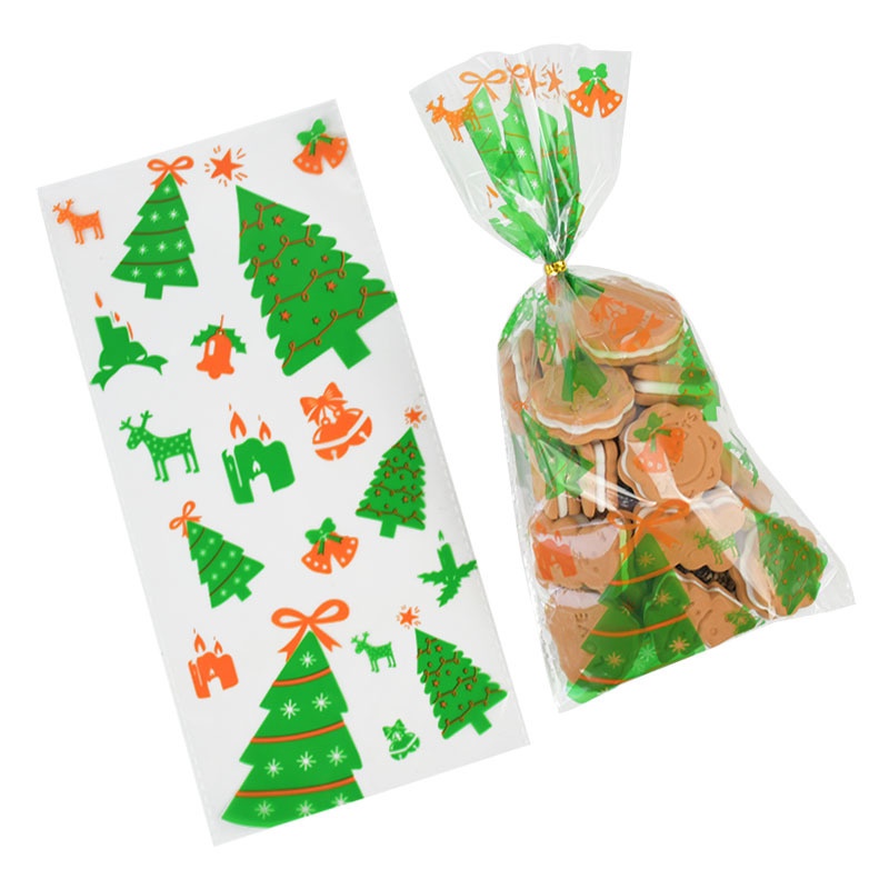 50 Túi đựng bánh kẹo hình ông già Noel/ cây thông/ tuần lộc thích hợp làm quà tặng Giáng sinh