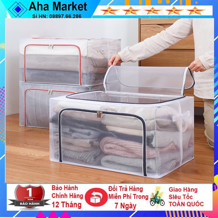Túi Đựng Quần Áo Khung Thép 66L Trong Suốt Cao Cấp (Loại 1)Dễ Dàng Tìm Đồ Tiết Kiêm Thời Gian