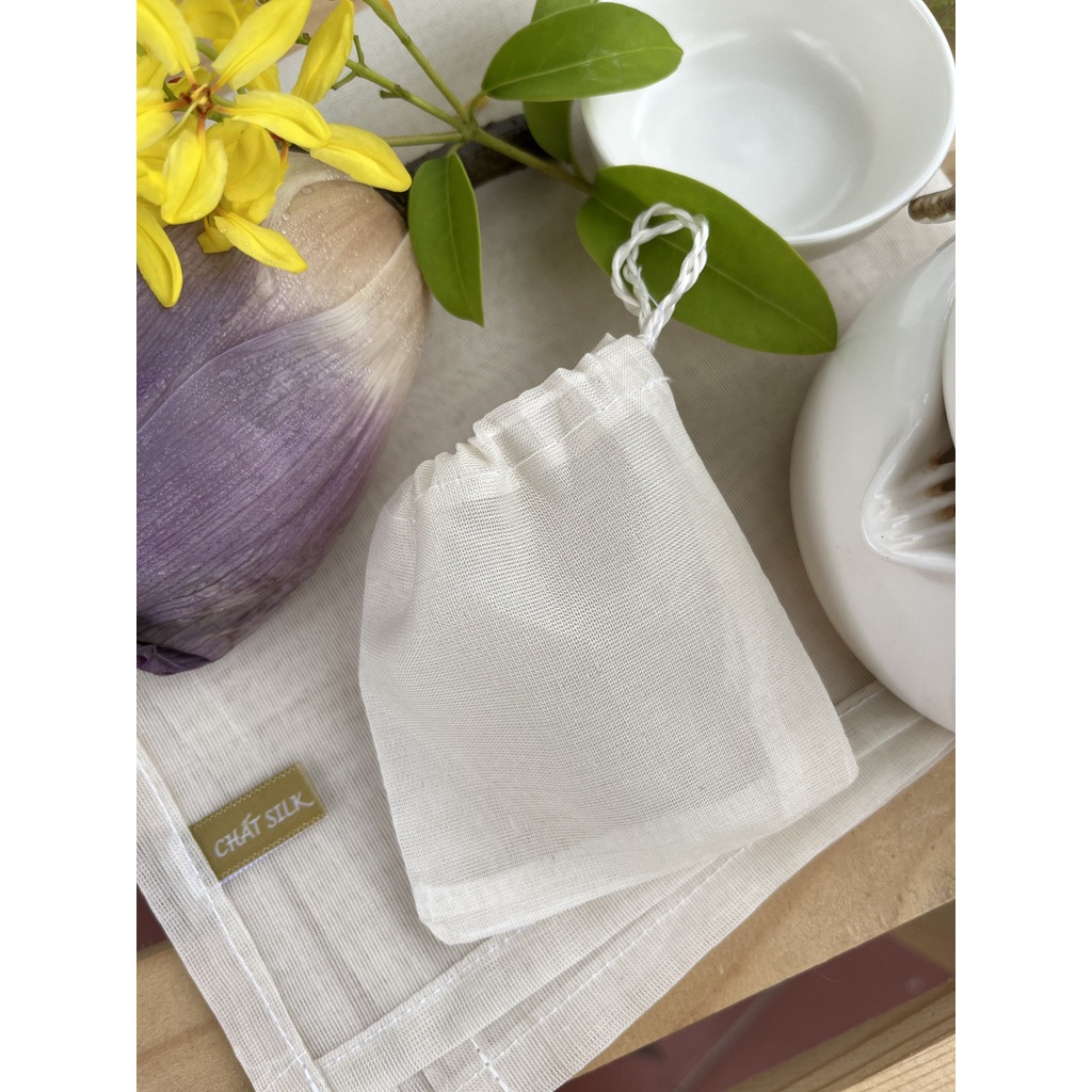 Túi lọc trà/cả phê hanmade CỔ CHẤT SILK 100% tơ tằm tự nhiên, tuyêt đối an toàn, giữ vị nguyên bản của thức uống