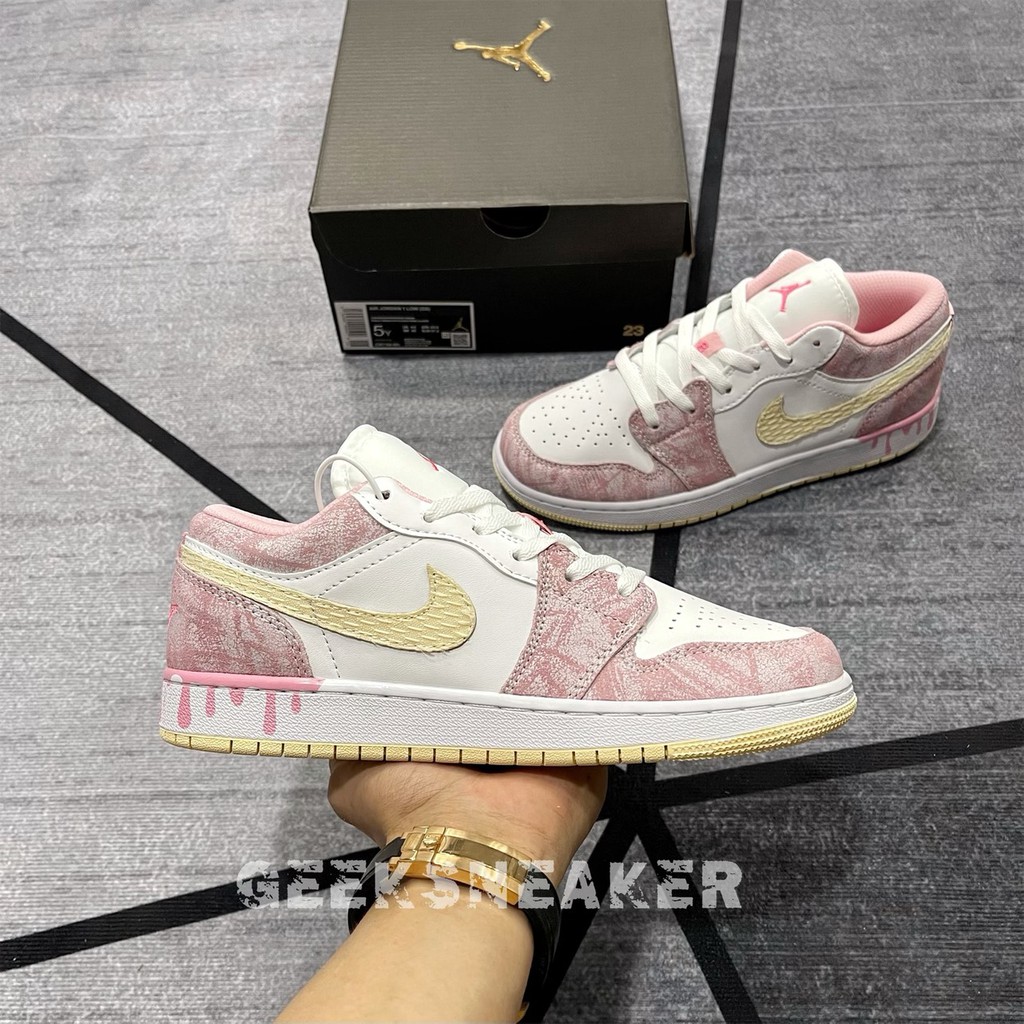[GeekSneakerZone] Giày Jordan1 Low Paint Drip (Gs) | BigBuy360 - bigbuy360.vn