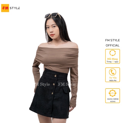 Áo trễ vai chất len kẽ thương hiệu FM STYLE 211030080