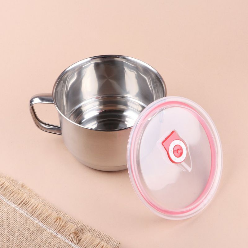 Ly inox tiện dụng dễ thương .ca mì sâu đáy có nắp đậy kín 14 cm 15cm