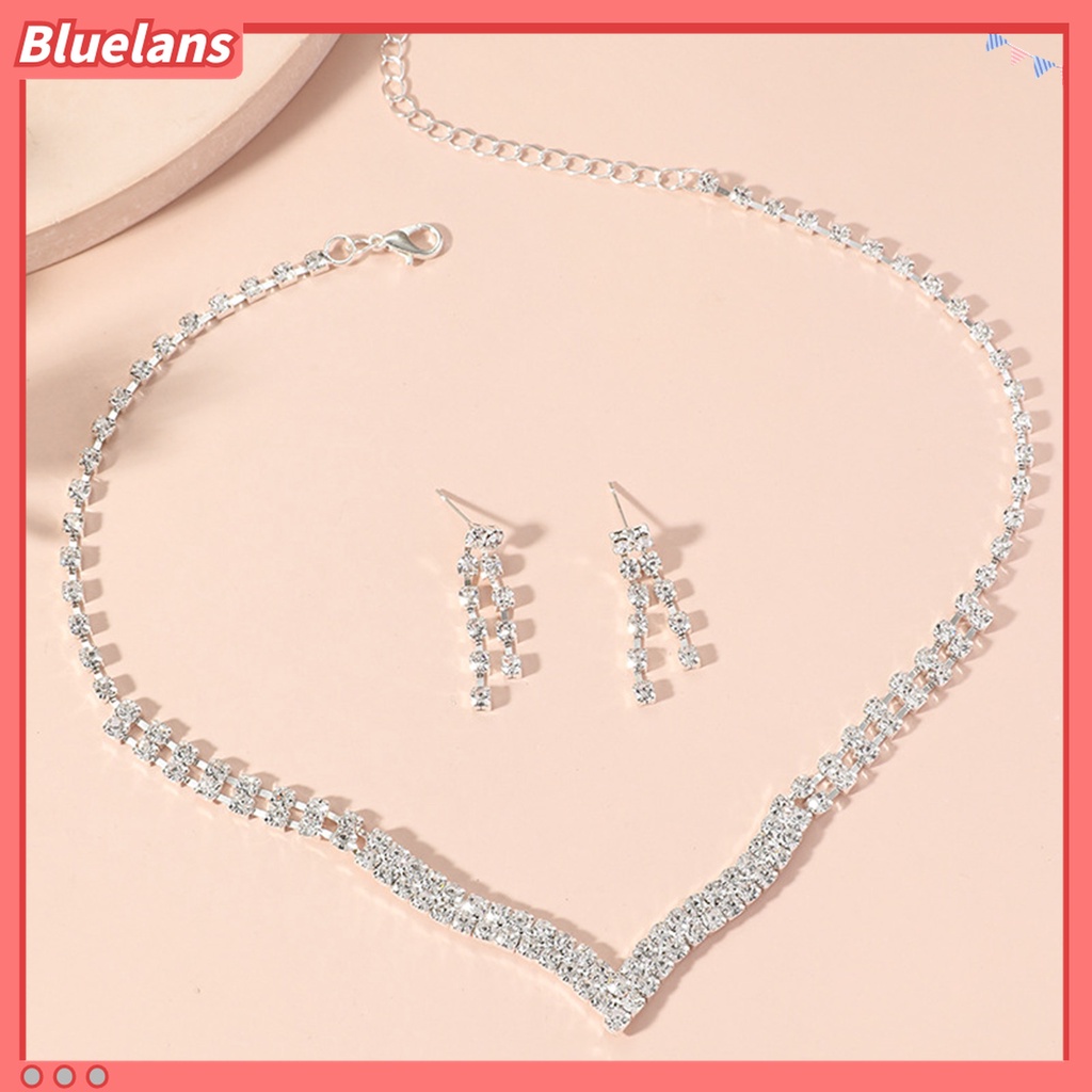 1 Set Vòng cổ Và Đôi Khuyên Tai Đính Đá Thời Trang Cho Nữ